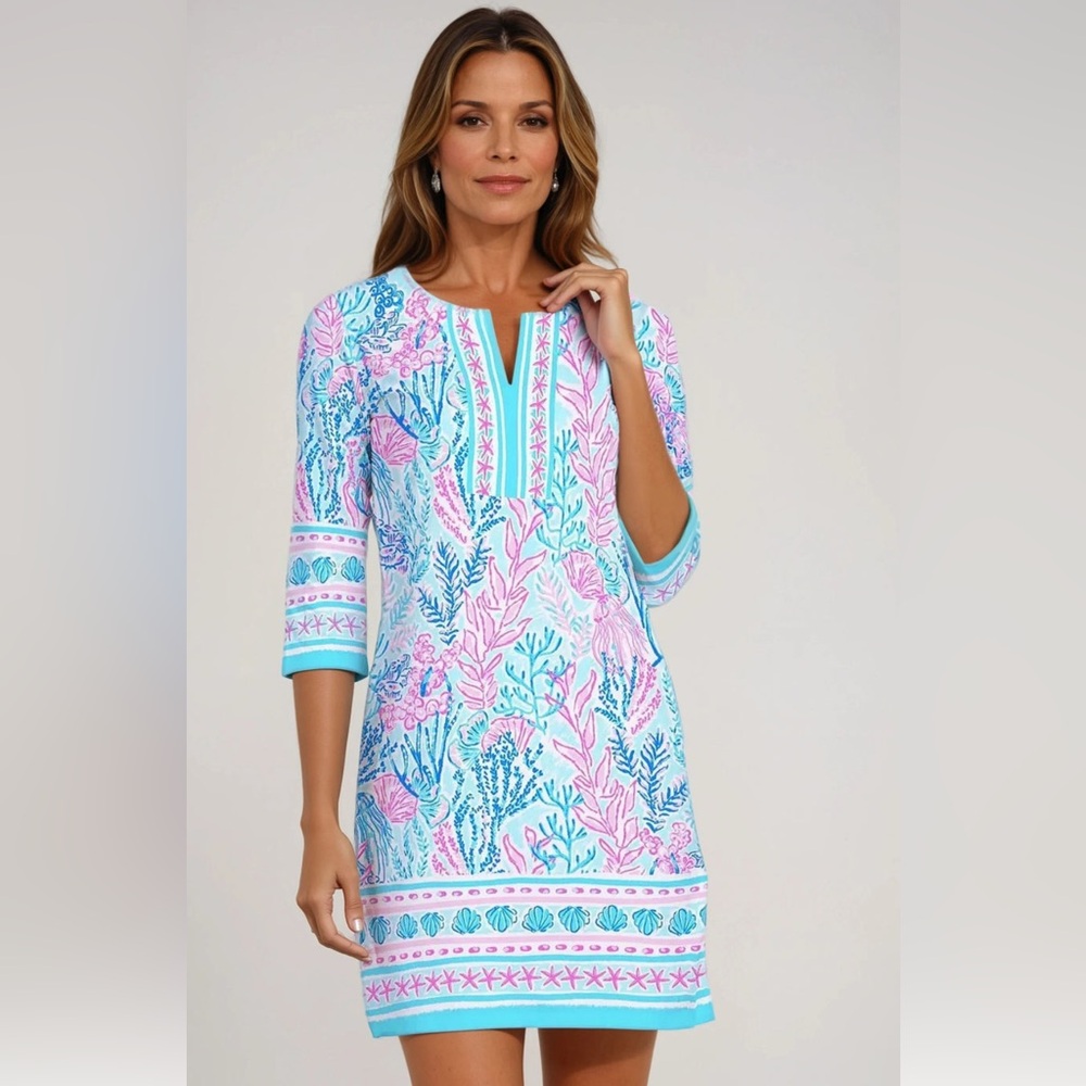Rezo Bay Floral Print Dress in Blue and Pink